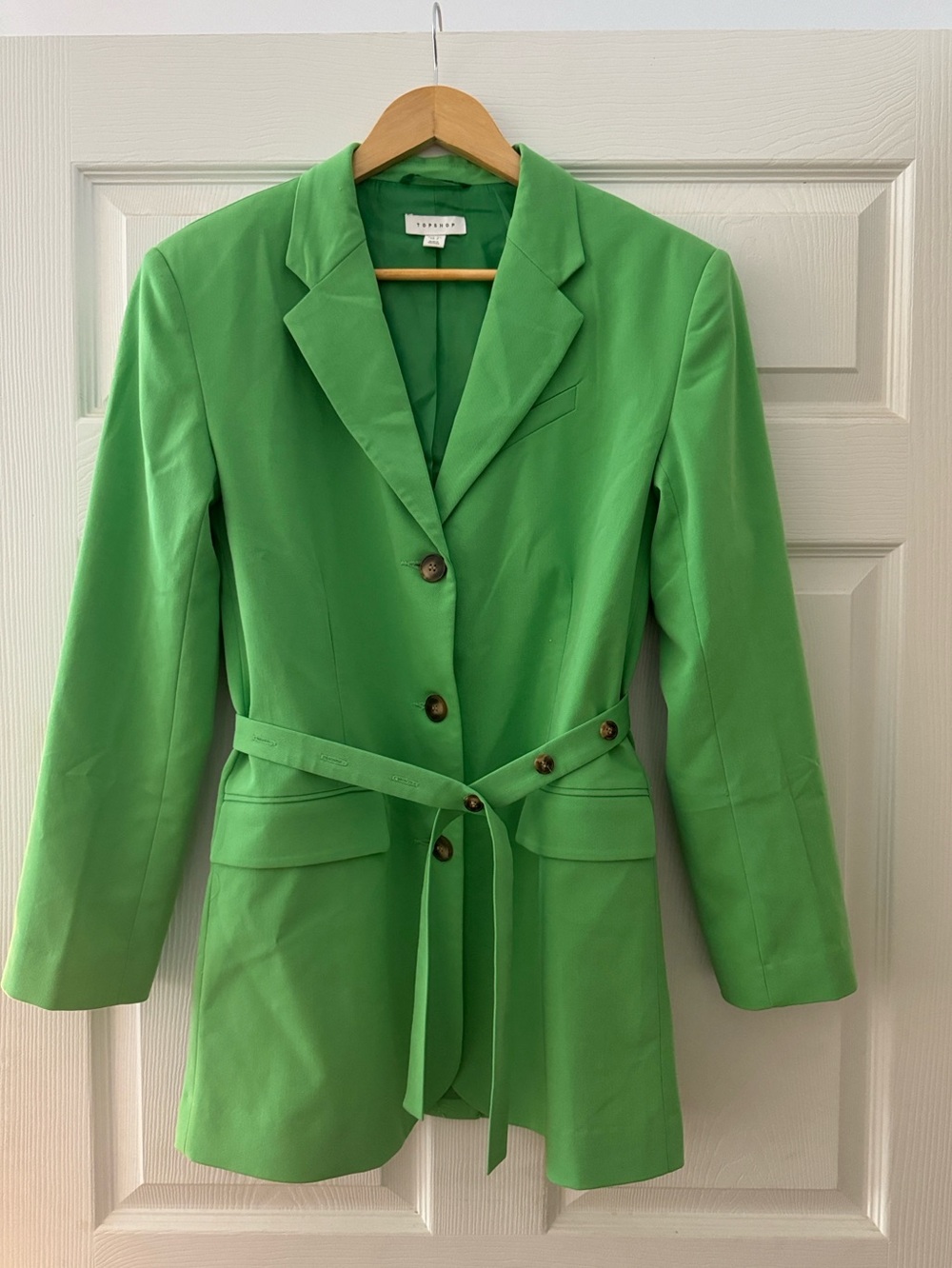 Topshop Bright Green Belted Blazer Jacket